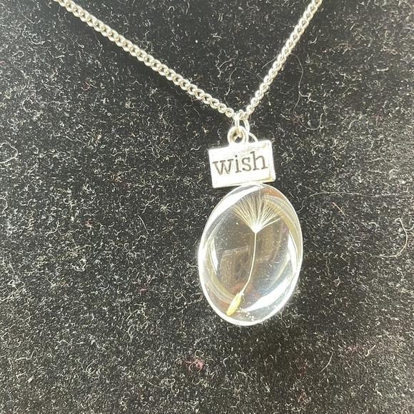 Dandelion Clear Pendant Wish Silver Necklace - Picture 5 of 8